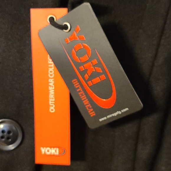 NWT YOKI button up black trench coat - Picture 2 of 3